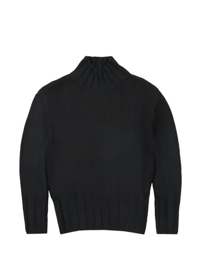Slowear Ribbed Mock Neck Sweater In Black