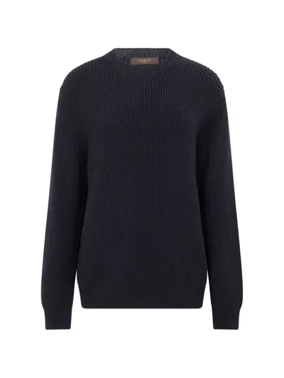 Slowear Ribbed-knit Crew-neck Sweater In Blue