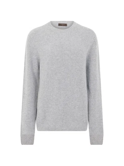 Slowear Ribbed-knit Crew-neck Sweater In Gray