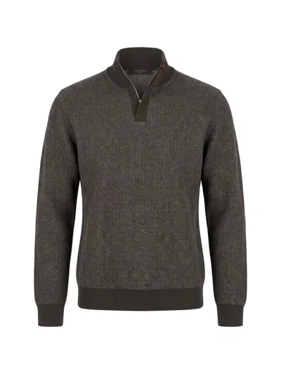 Slowear Ribbed-knit Quarter-zip Sweater In Gray