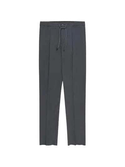 Slowear Seersucker Drawstring Tapered Trousers In Blue