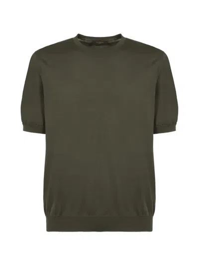 Slowear Short-sleeve Ribbed Sweater In Green