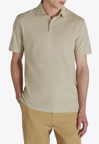 Slowear Short-sleeved Polo T-shirt In Sand