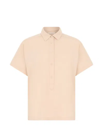 Slowear Short-sleeve Button-placket Blouse In Neutral