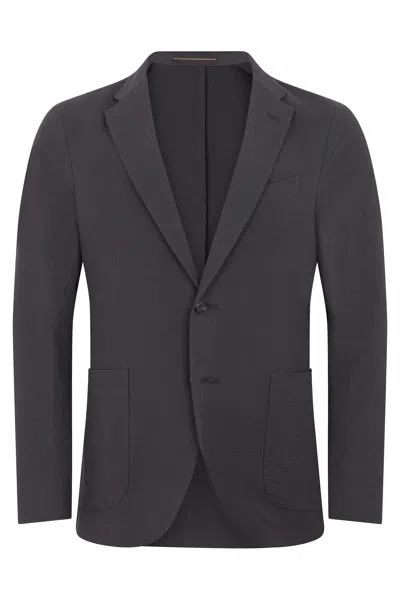 Slowear Single-breasted Cotton Blazer With Modern Tailoring In Black