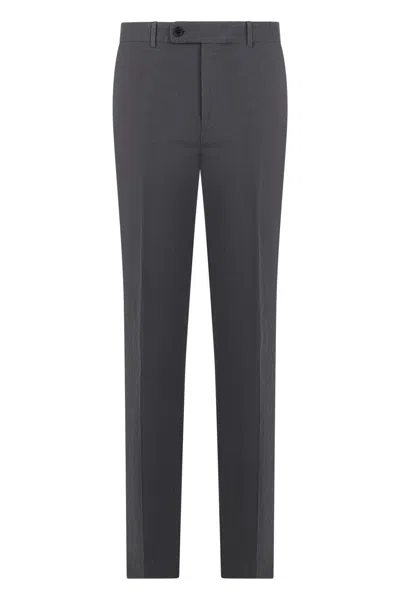 Slowear Slim Fit Cotton-blend Pants With Straight Leg In Gray