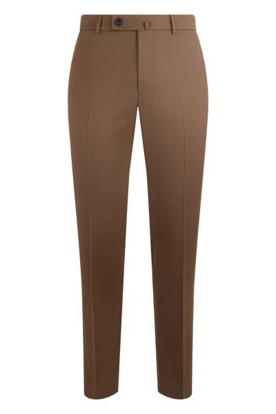 Slowear Slim-fit Straight-leg Trousers With Soft Gloss Finish In Brown