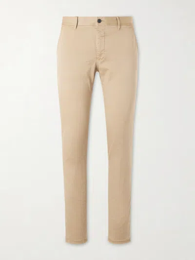 Slowear Slim-fit Tapered Stretch-cotton Gabardine Trousers In Brown