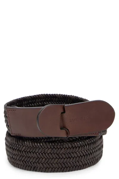 Slowear Slow-lux Woven Leather Belt For Men With Statement Buckle In Gold