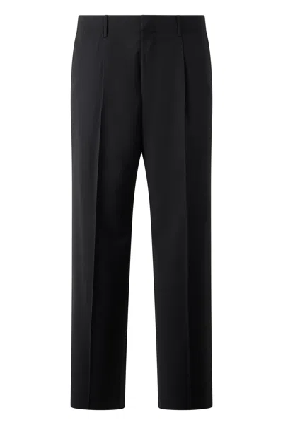 Slowear Slow-relaxed Virgin Wool Straight-leg Trousers In Black