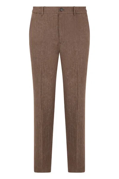 Slowear Slow-tapered Fit Linen Pants For Men In Brown