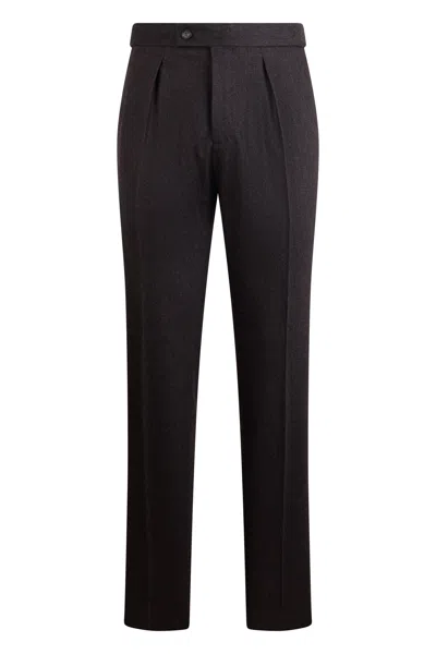 Slowear Slowwear Straight-leg Pants In Virgin Wool Blend In Black