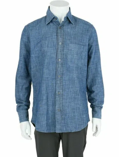 Pre-owned Slowear Solid Button-up Top W/ Tags In Blue