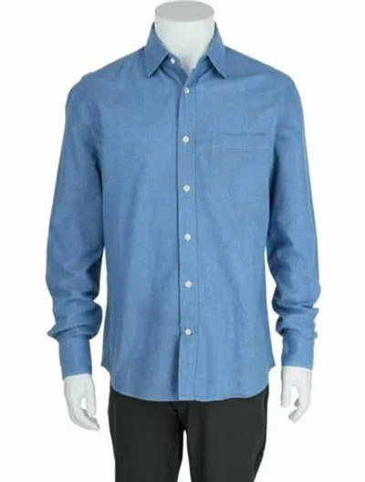 Pre-owned Slowear Solid Button-up Top W/ Tags In Blue