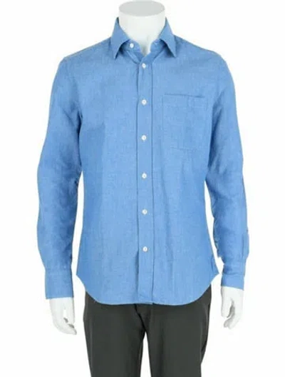 Pre-owned Slowear Solid Button-up Top W/ Tags In Blue