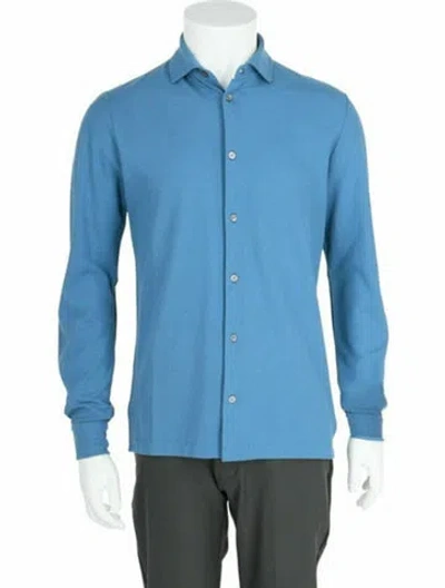 Pre-owned Slowear Solid Button-up Top W/ Tags In Blue