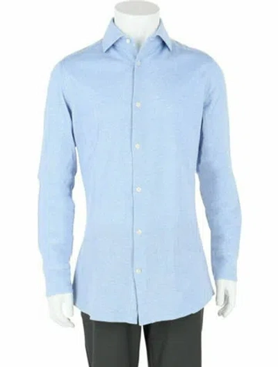 Pre-owned Slowear Solid Button-up Top W/ Tags In Blue