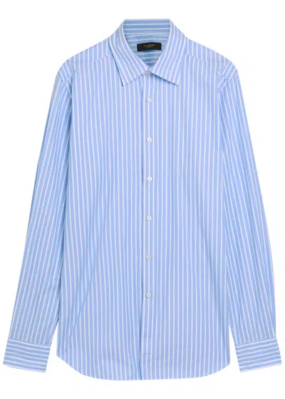 Slowear Striped Cotton-poplin Shirt In Blue