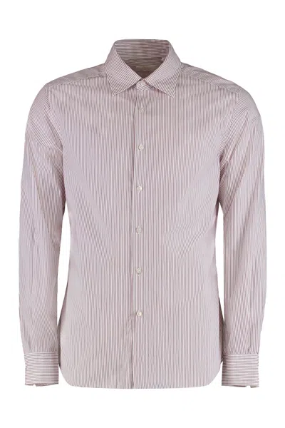 Slowear Striped Long-sleeve Cotton Shirt In Red