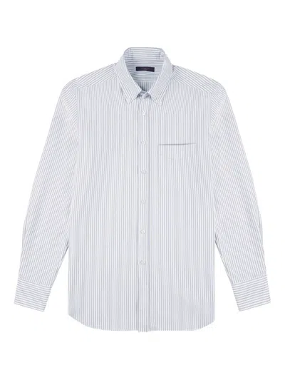 Slowear Striped Oxford Cotton Shirt In Gray