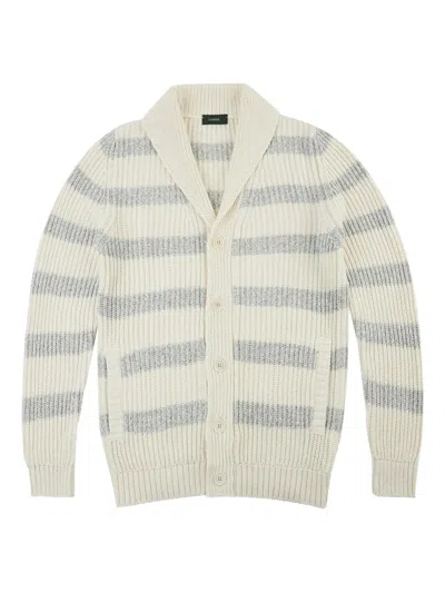 Slowear Striped Shawl-collar Cardigan In Neutral