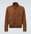 Slowear Suede Bomber Jacket In Brown