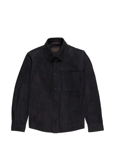 Slowear Suede Overshirt In Black