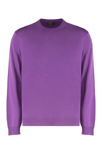 Slowear Sweater With A Round Neck In Virgin Wool In Purple