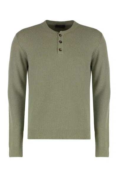 Slowear Sweater With Round Neck In Virgin Wool In Green