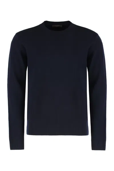 Slowear Sweater With Round Neck In Wool In Black