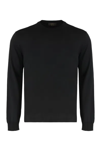 Slowear Sweater With Round Neck In Wool In Black