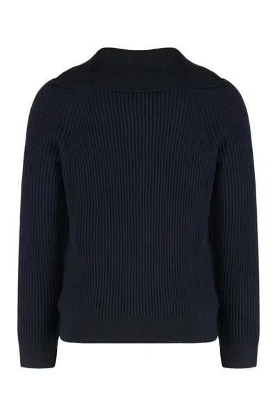 Slowear Sweater With Zip And High Collar In Black