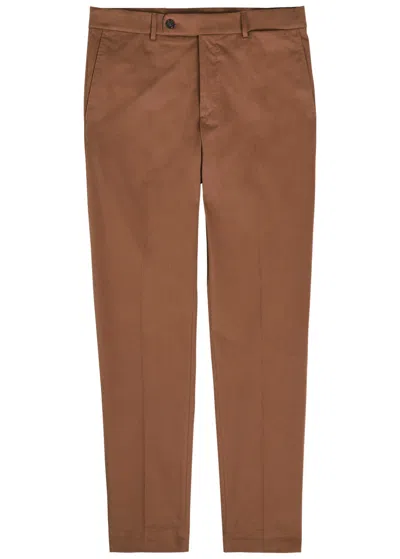 Slowear Tapered-leg Stretch-cotton Trousers In Brown