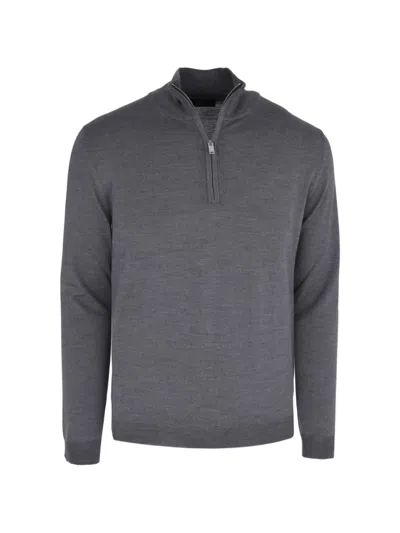 Slowear Turtle-neck Half-zip Sweater In Gray