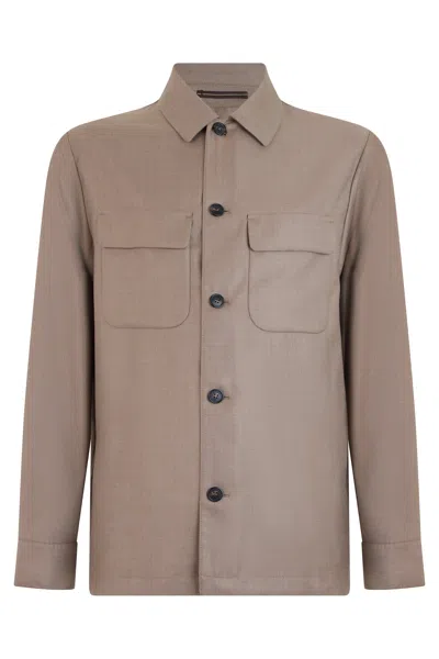 Slowear Virgin Wool Buttoned Jacket In Brown