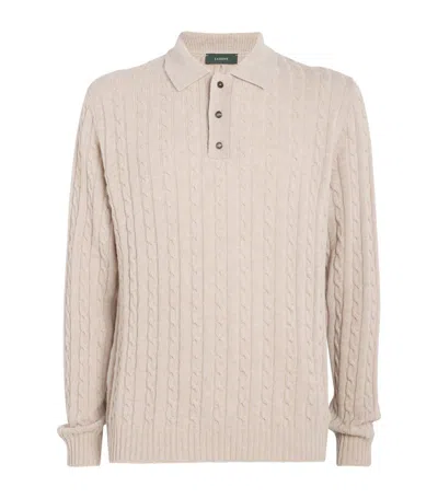 Slowear Virgin Wool-cashmere Polo Sweater In Beige