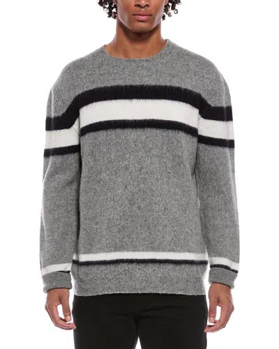 Slowear Virgin Wool Stripe Crewneck Sweater In Gray