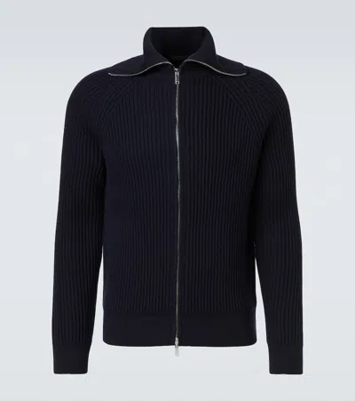 Slowear Virgin Wool Zip-up Cardigan In Black