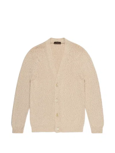 Slowear V-neck Button Cardigan In Neutral