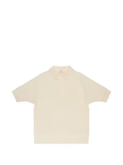 Slowear V-neck Crêpe Polo Top In Neutral