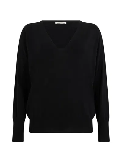 Slowear V-neck Knitted Sweater In Black