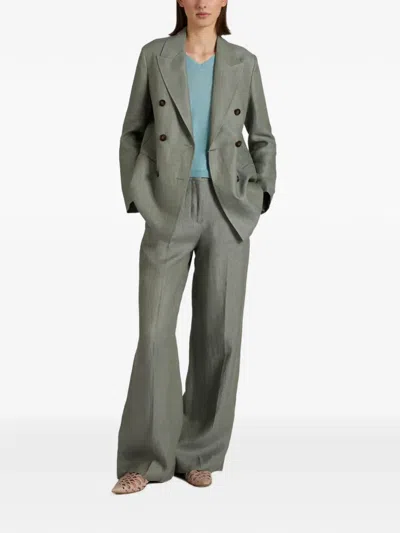 Slowear V-neck Knitted T-shirt In Green