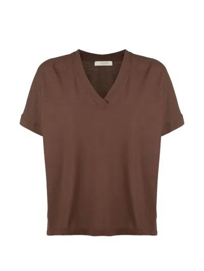 Slowear V-neck Short-sleeve T-shirt In Brown