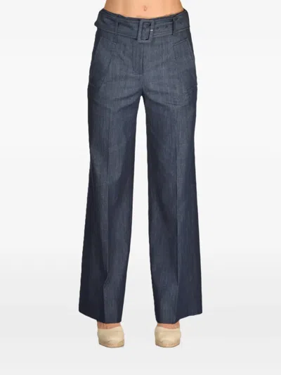 Slowear Wide-leg Belted Jeans In Blue