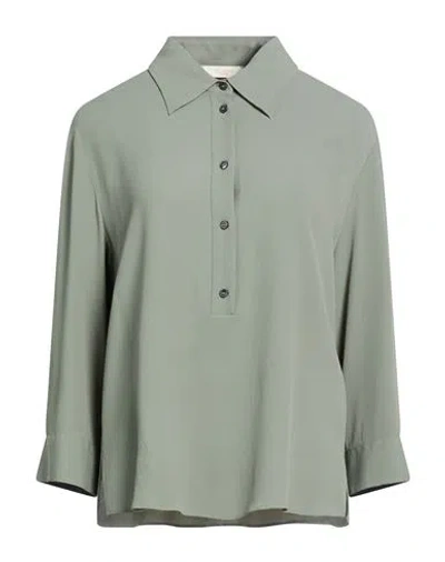 Slowear Woman Shirt Sage Green Size 6 Acetate, Silk In Gray