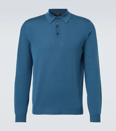 Slowear Wool-blend Polo Sweater In Blue