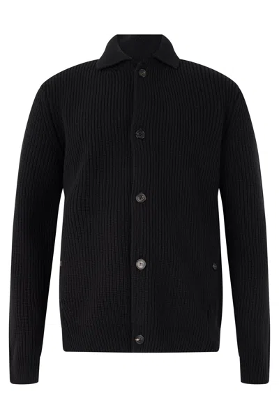 Slowear Wool Cardigan With Korean Collar In Multi