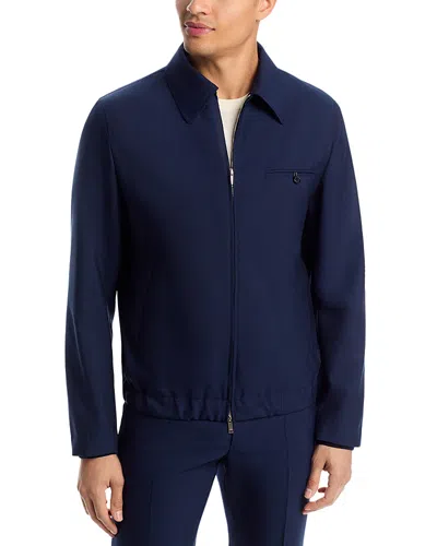 Slowear Wool Zip Blouson Jacket In Blue