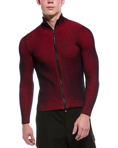 Slowear Incotex Wool-blend Ribbed Zip Jacket In Red