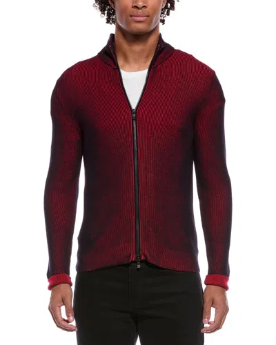 Slowear Wool-blend Ribbed Zip Jacket In Red